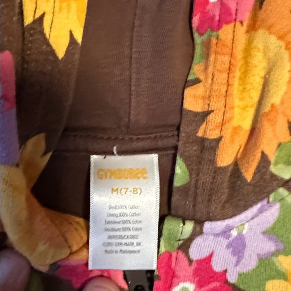 Gymboree Brown Hoodie with Colorful Floral Design